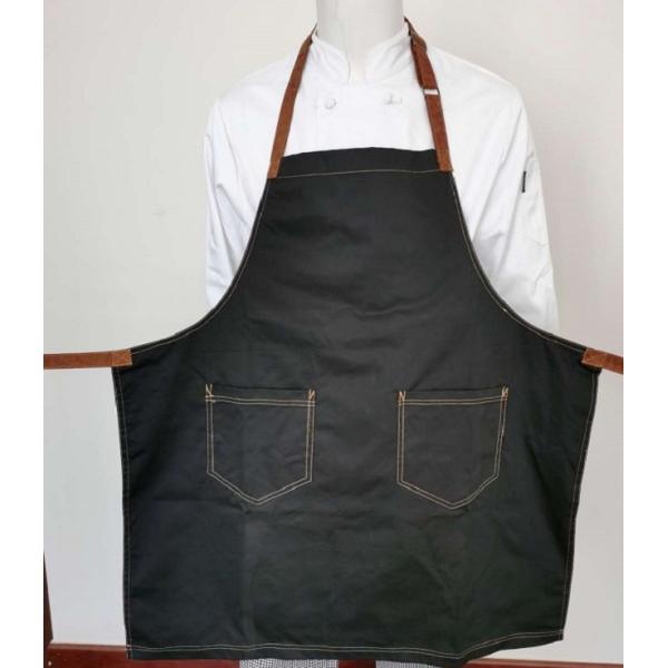 Amazon Hot Sale Custom Durable Washed Chef Long Bib Apron With Pockets