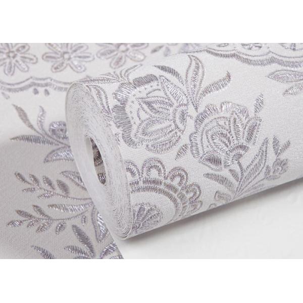 Embossed Retro Vintage Wallpaper Symmetrical Floral Pattern for Living Room