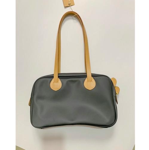 Green PU Shoulder Bag 35cm 21cm Nylon Tote Bag With Zipper