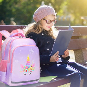 Children Backpack Girl'S Unicorn Backpack With Lunch Bag Pencil Case Set Backpack