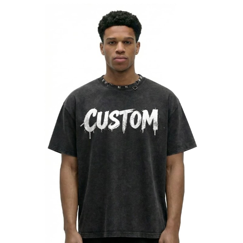 Metal Design Black Graphic Tees Soft Short Sleeve Mens Shirts