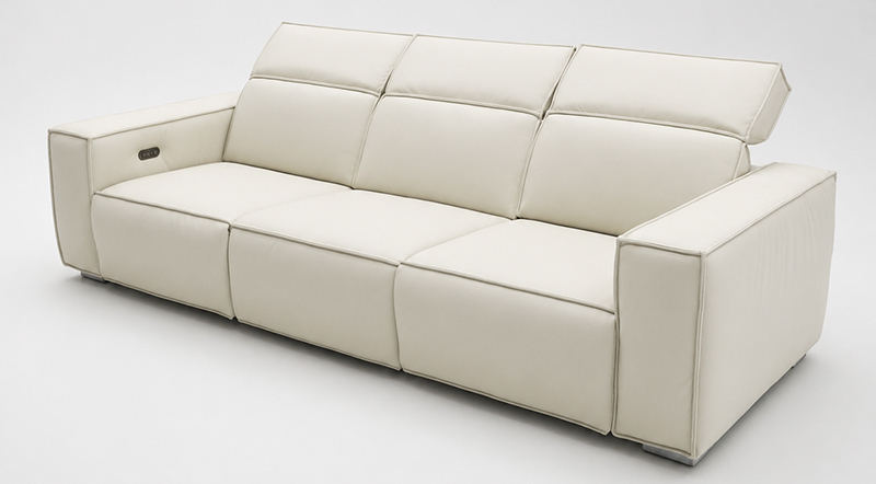 Modern Recliner Sofa with Adjustable Headrest and Deep Seat - High Back