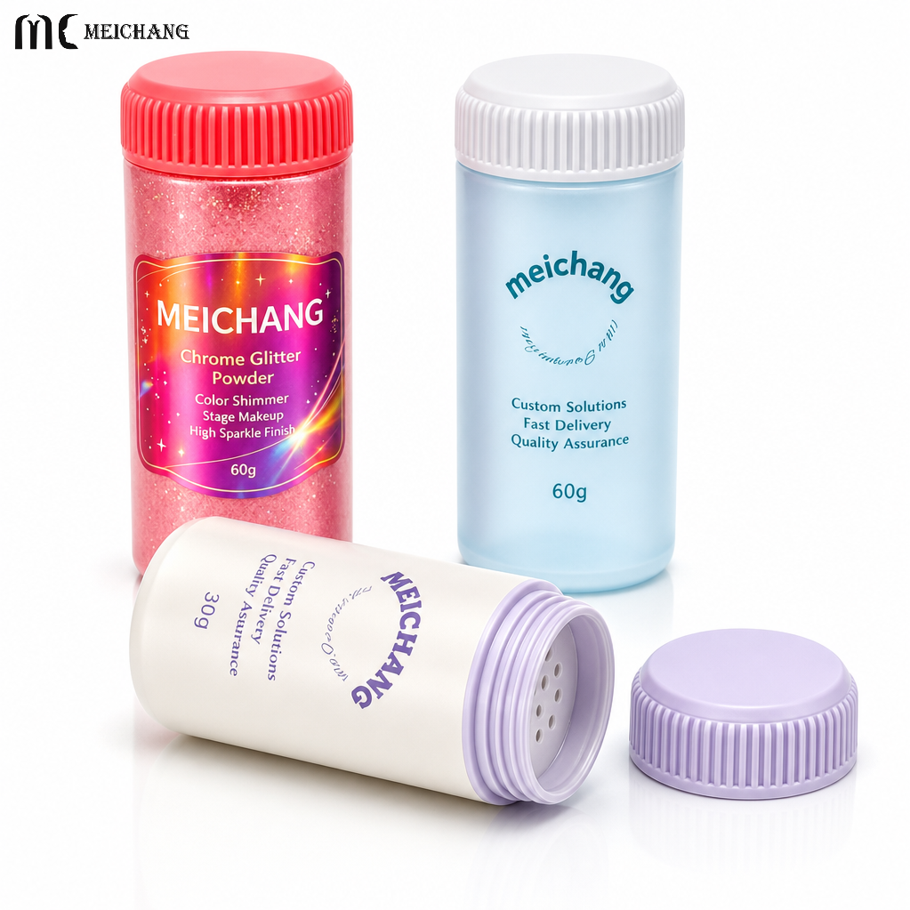 30g 60g HDPE Cosmetic Glitter Powder Bottle with Sifter Cap (MC-1512)