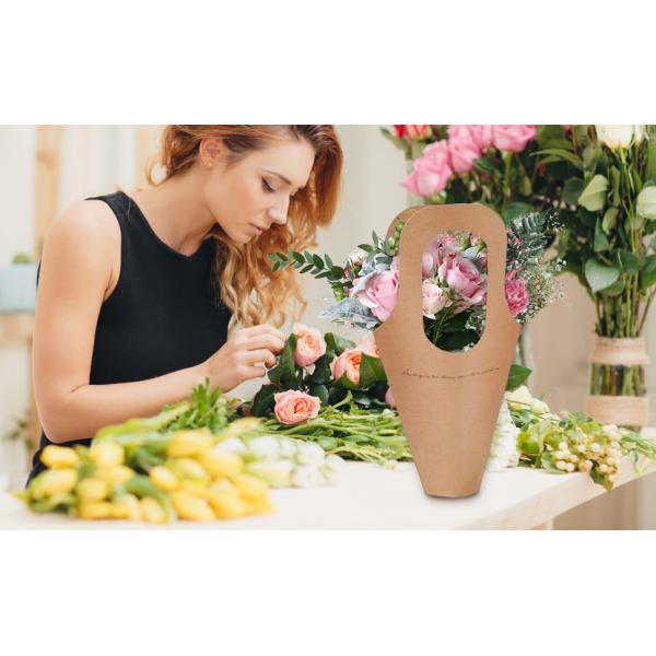 Handle Kraft Paper Flower Bag Wedding Confetti Cones Shaped Bouquet Bag Plant Bag Creative Flowers Holder Wrapping Gift