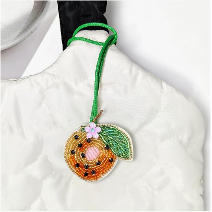 5PCS Patch Beaded Bag Charm Fruit Purse Charms for Handbags Summer Keychain | Small Bag Charm, Dragon Fruit Pomegranate Watermelon Orange Lemon Bag Charms, Beads And Rhinestones, Hand-Sewn