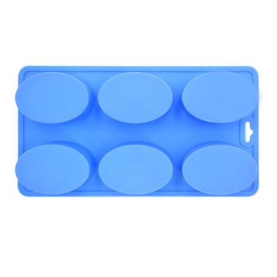 Molde de cozimento oval de Diy do agregado familiar, molde feito sob encomenda do sabão do silicone de 6 cavidades do Oem