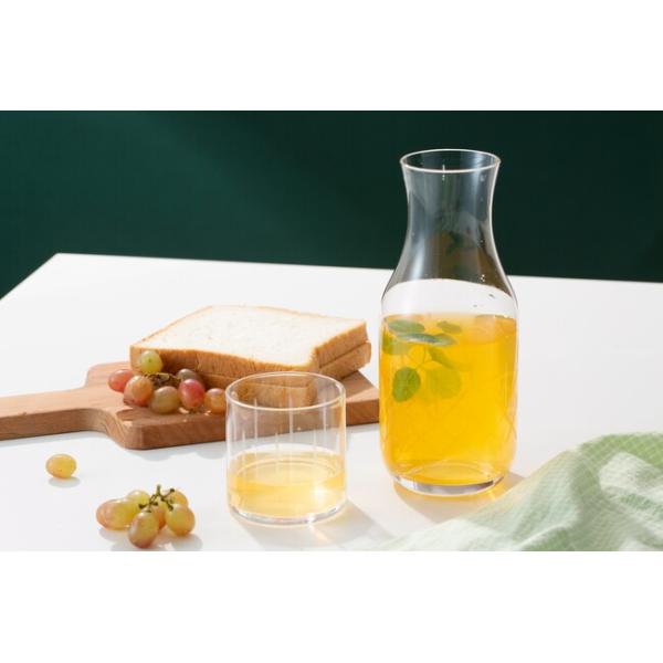 Hand Blown 30 Ounce Glass Water Pitcher Lead Free Engraved Bedside Carafe With Cup