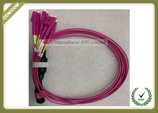 MTP TO MTP  LC OM4 12 Core Fiber Optic Patch Cord Violet Color Multimode LSZH Jacket