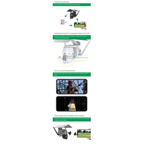 2MP 4G Solar PTZ Powered Battery Cloud PTZ Camera Outdoor Waterproof PIR Motion detection P2P CCTV 4G Security CAMERA