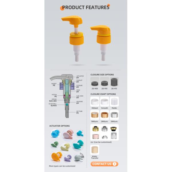 Non Spill Plastic Lotion Pumps For Transparent Dispensing Of Customized Cosmetics