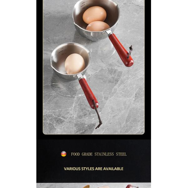 New Arrival Cooking Pot 18/8 Stainless Steel Frying Egg Pot Pan Cooking Pan Spilled Oil Pot With Wooden Handle