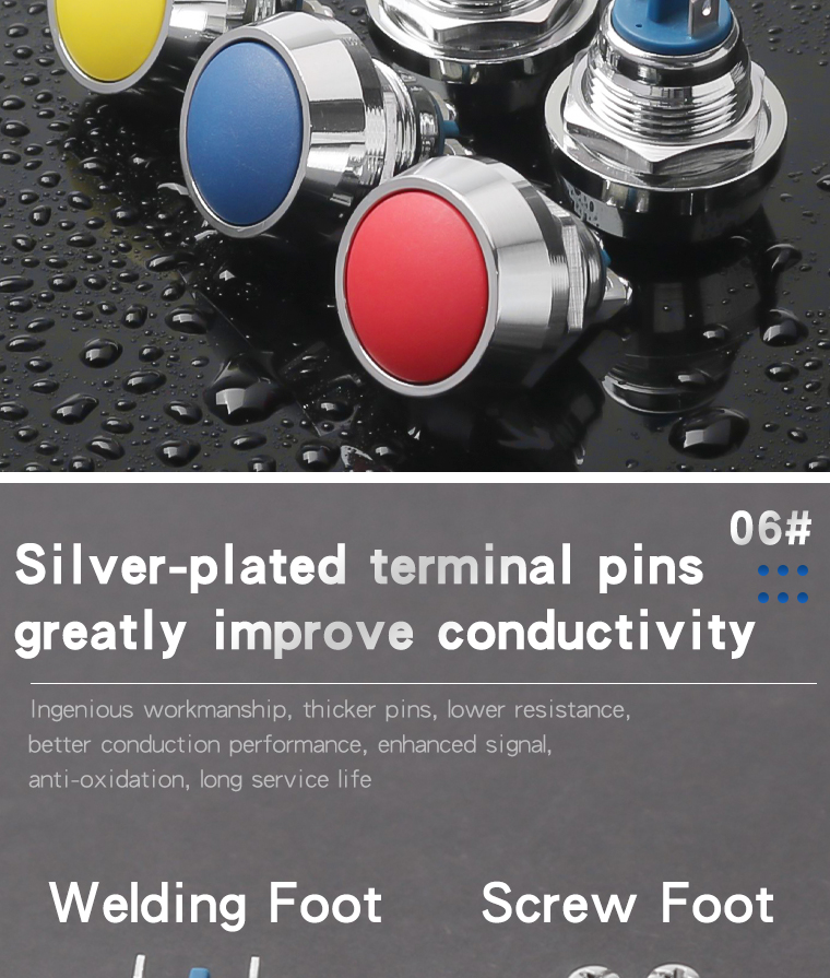 12MM Metal Push Button Switch Ball Head Momentary 1NO Colorful Switch Screw Welding Foot Self-recovery Terminal IP65 220V