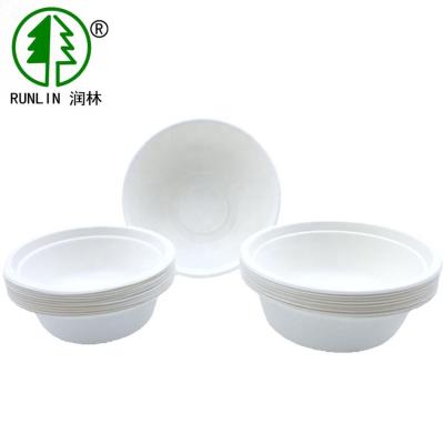 Bacia biodegradável Microwavable redonda 350ML do bagaço da cana-de-açúcar em volta da bacia de papel