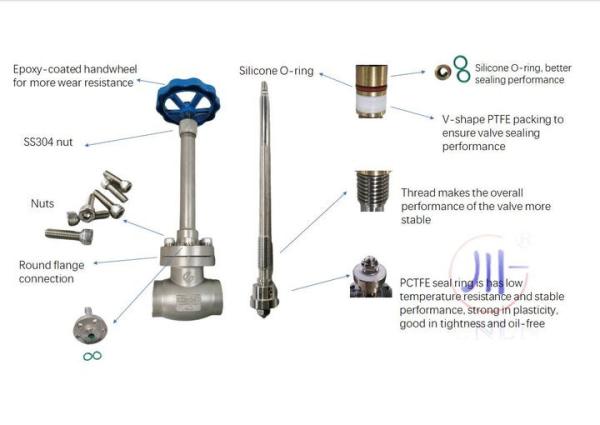 Long Stem Cryogenic Globe Valve Hard Seal Low Temperature Safety Valve For LNG LOX LIN LAR LCO2
