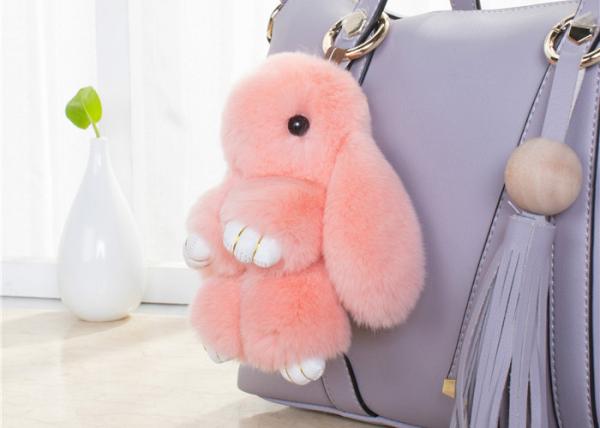 Pele bonito portátil Keychain do coelho do pendente para acessórios do carro/saco