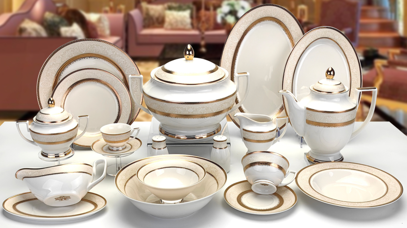 66 Pcs Full Gold  Egypt/Middle East  Dinner Set (Real Gold Dinner Set )