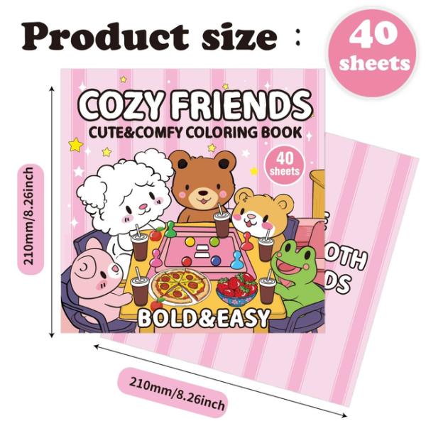 Cozy Friends Coloring Book for Kids Adults and Teens Featuring Super Cute Animal Characters Easy and Simple Designs for Relax
