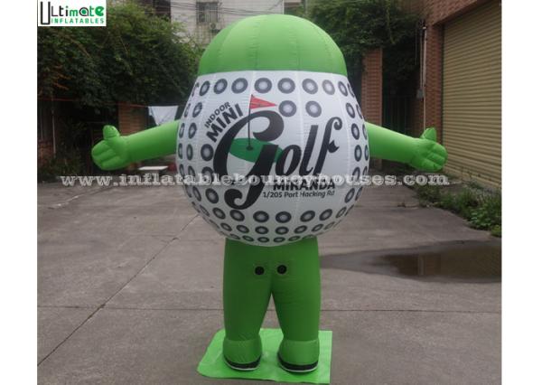 Inflatables de anúncio bonito, desenhos animados moventes da bola de golfe inflável