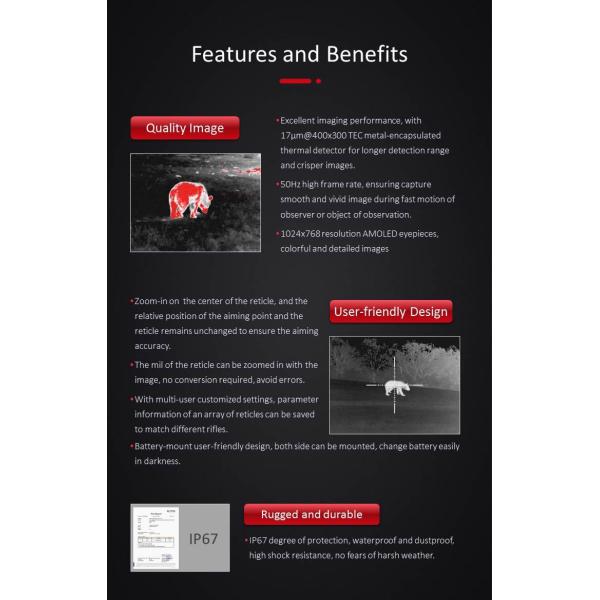 TS450 Thermal Imaging Gun Sight With 400*300 IR Resolution And 50mm Focal Length