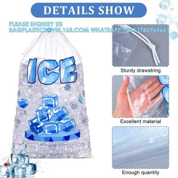 15 Lb. Plastic Drawstring Ice Bags 14 X 24 Inch Heavy-Duty Plastic Ice Bags With Plastic Draw String 2.8mil