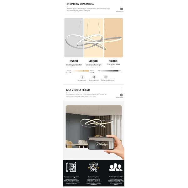 Modern Design Nordic Style Aluminum Lamp Restaurant Lobby 166w Led Chandelier Lamp