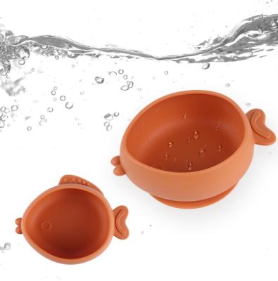 Food grade silicone baby bowl, baby silicone fish shaped bowl, babies learn to self learn tableware