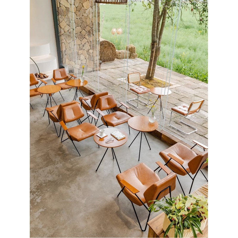 Commercial Coffee Shop Table and Chair Combination Negotiation Area Music Restaurant Leisure Chair Furniture