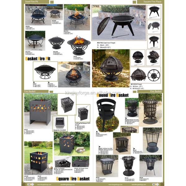 Metal Black Indoor Outdoor Round Wood Burning Charcoal Fire Pit With Grill