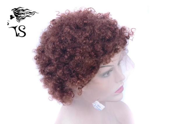 Afro Short Curly Full Lace Human Hair Wigs For Black Women Iron Red Color