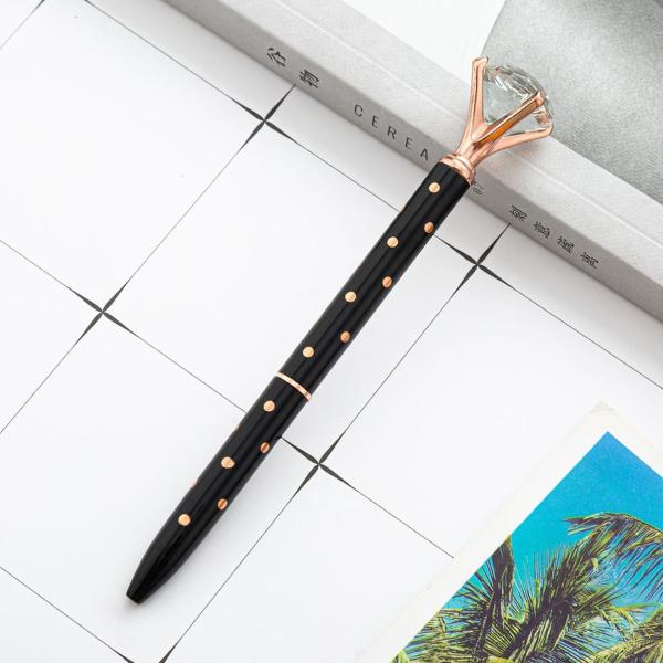 Fashion Polka Dot Twist Metal Ballpoint Pen Shining Big Diamond Spot Ball Pen 1.0mm