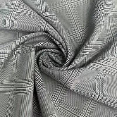 Black And White Grid Cationic Polyester 4 Way Stretch Fabric 200D+200D+40D*2 172GSM