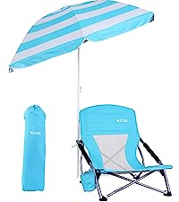 Camping Folding Chair With Umbrella, Recliner Chairs, Beach Chair Adults Camping Chair High Back with Umbrella