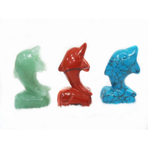 Handmade Jewellery Colorful Dolphin Semi Precious Gemstone Carving 45 - 50mm