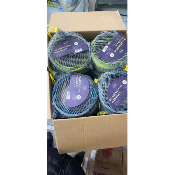 1.0L SS Bottom Silicone Collapsible Cooking Pot For Camping