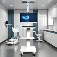 Chariot mobile pour scanner oral dentaire couleur blanche avec support moniteur, chariot d'instruments dentaires en métal, chariot dentaire portable