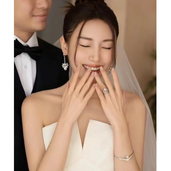 CH Customization Lab Grown Diamond Rings Pear Crown Diamond Ring 18K Engagement Ring