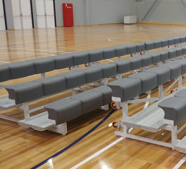 3 Rows Indoor Outdoor Aluminum Bleachers With Gray Bench Seat