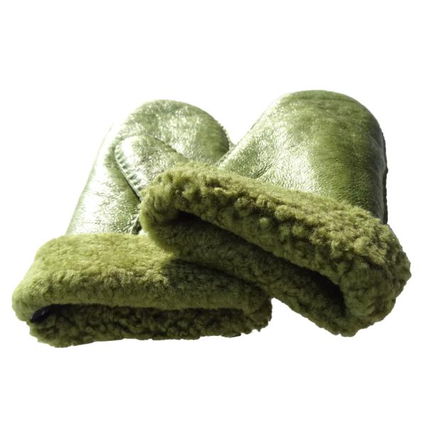 New Fashion Hand Sewing Spanish Merino Shearling Sheep Skin Double Face Winter Mitten Gloves
