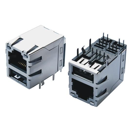 Integrated Tab Up RJ45 USB Network Connector with usb 2.0 for PCMCIA Net Card
