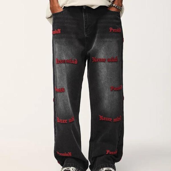                  Streetwear Men&prime;s Pant Blank Baggy Denim Distressed Vintage Stacked Flare Jeans Pants             