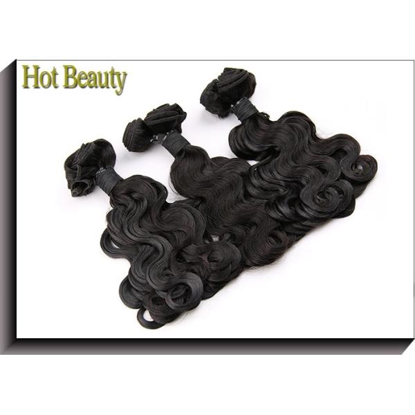 Small Body Wave 7A Grade Virgin Human Hair Bundles Natural Black , Soft