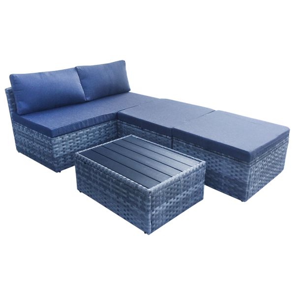 Wholesale Factory Delivery Made in China Outdoor Furniture Rattan Multi Function Sofa Set Wicker Chaise Lounge With Coffee Table