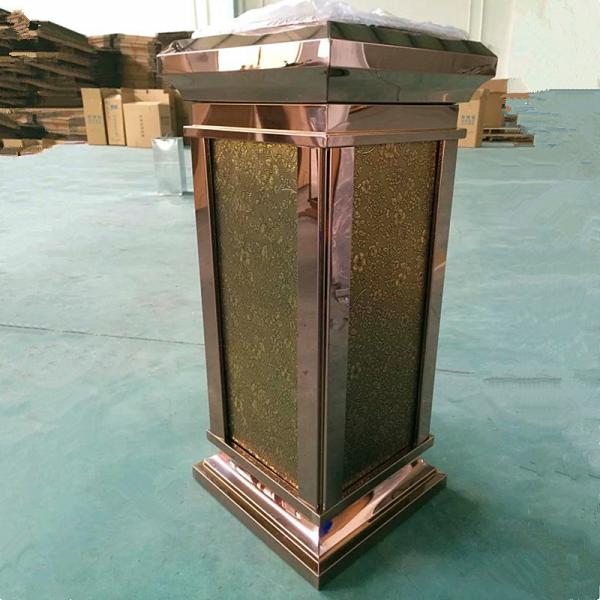 Customized Hotel Lobby Trash Cans Stainless Steel Trash Can For Shopping Mall Corridor