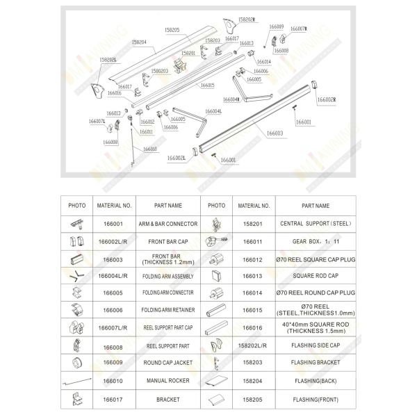 Customized Outdoor Sun Shade Aluminum Awning Half Cassette Canopy Retractable Arm Awning