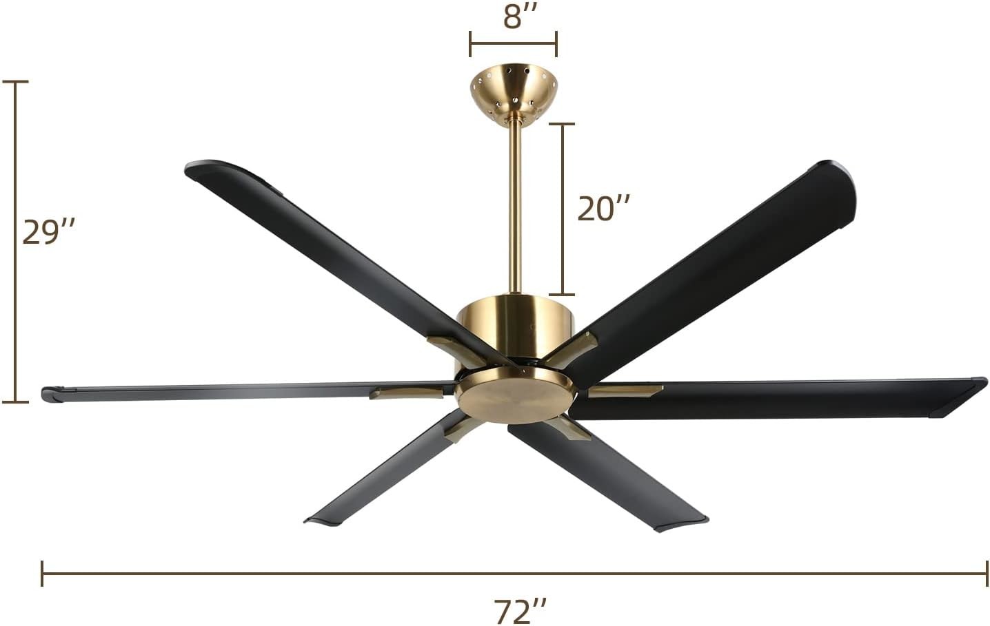 72-Inch Smart Ceiling Fan with Lights in Black/White/Gold Finish
