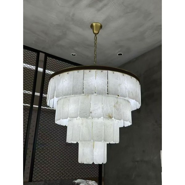 Zhongshan High Quality Modern Round Alabaster Balloon Dinning Plaster Chandelier New Designer Long Marble Lights for Home