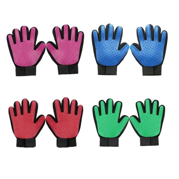 Красочная щетка Дешеддинг волос перчаток холить кота/собаки для ванны чистой