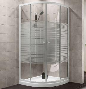 Painting Cross Stripes Bathroom Shower Enclosures Sliding Door with Sector Tray