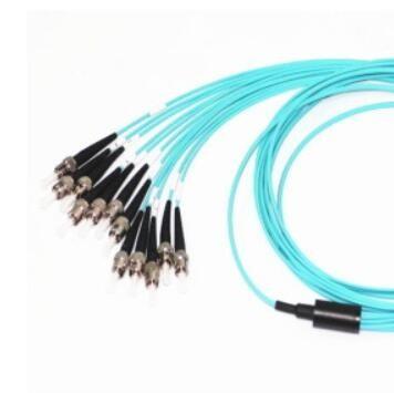High Density MPO Trunk Cable , MPO To ST Optical Fiber Patch Cord OM3 Type