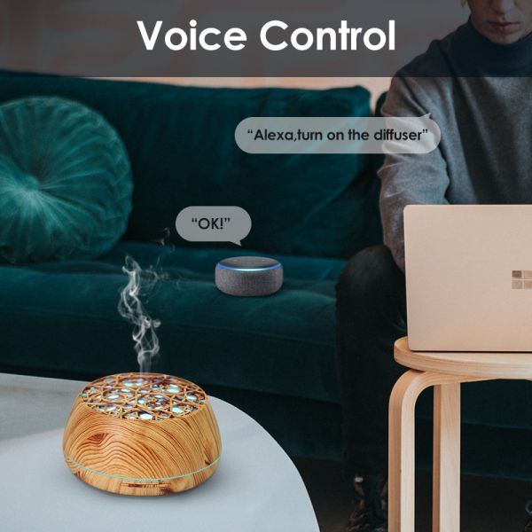 Smart Wifi Wireless Essential Oil Aromatherapy Diffuser with Alexa Google App Voice Control 400ml Ultrasonic Diffuser Humidifier